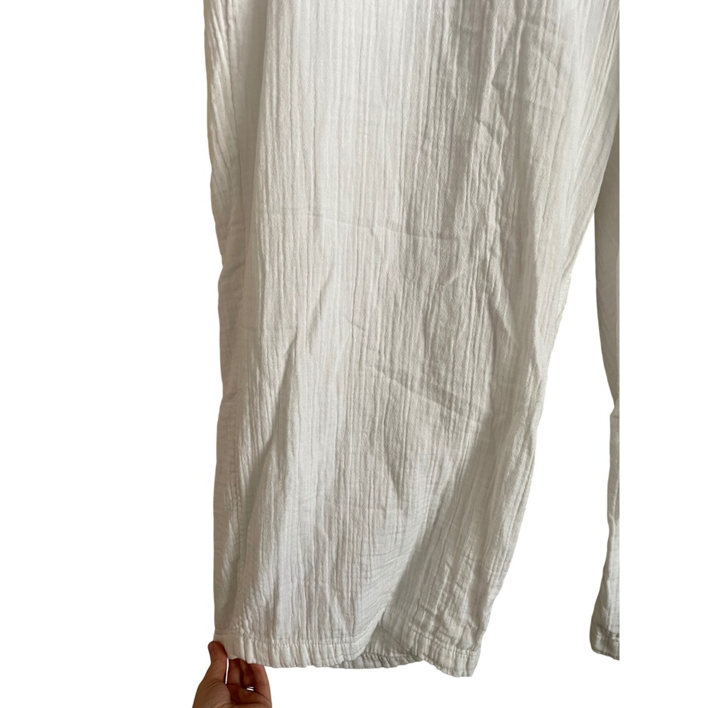 Old Navy 3X White Cotton Gauzy Wide Leg Pull On Pants Coastal Stretch Beachy - Picture 6 of 10